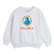 Load image into Gallery viewer, Mini Rodini - grey melange sweatshirt with blue embroidered parrot motif
