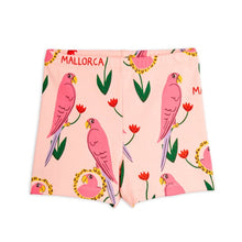 Load image into Gallery viewer, Mini rodini - pink bike shorts with all over parrot print
