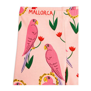 Mini rodini - pink bike shorts with all over parrot print
