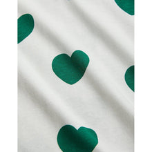 Load image into Gallery viewer, Mini Rodini - white smock dress with green straps and green heart print

