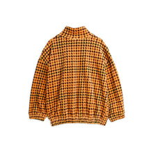 Load image into Gallery viewer, Mini Rodini brown velour zip up sweatshirt with all over houndstooth check print from the new AW24 collection &#39;Agatha&#39;
