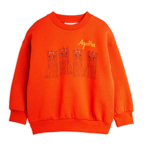 Mini Rodini red sweatshirt with Scottish terrier&nbsp; print on the front and back from the new AW24 collection 'Agatha'