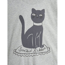 Load image into Gallery viewer, Mini Rodini grey t-shirt with black cat print from the new AW24 collection &#39;Agatha&#39;
