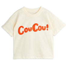 Load image into Gallery viewer, Mini Rodini cream t-shirt with red &#39;CouCou!&#39; print from the new AW24 collection &#39;Agatha&#39;
