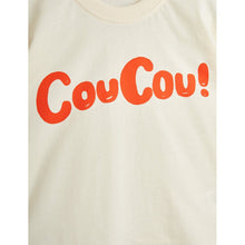 Load image into Gallery viewer, Mini Rodini cream t-shirt with red &#39;CouCou!&#39; print from the new AW24 collection &#39;Agatha&#39;
