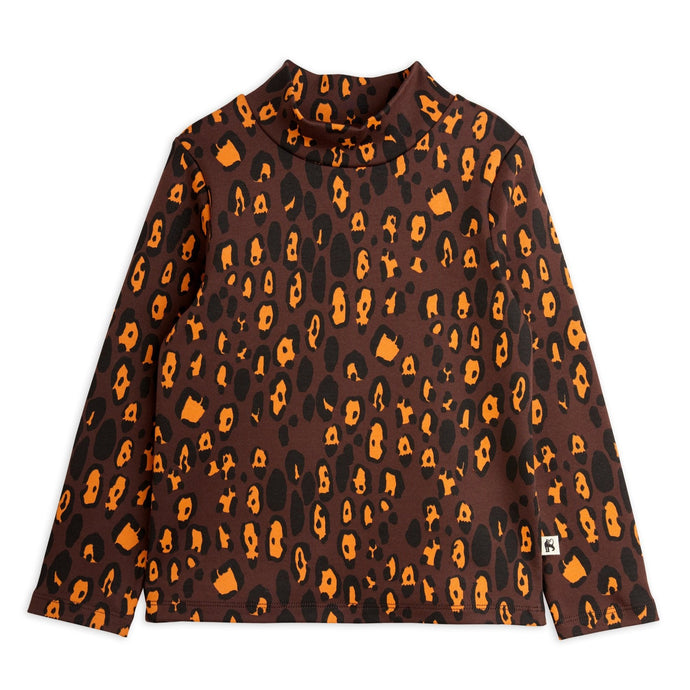  Mini Rodini brown long sleeve top with all over leopard print from the new AW24 collection 'Agatha'