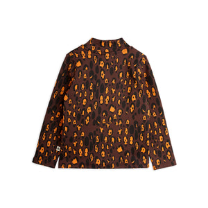 &nbsp;Mini Rodini brown long sleeve top with all over leopard print from the new AW24 collection 'Agatha'