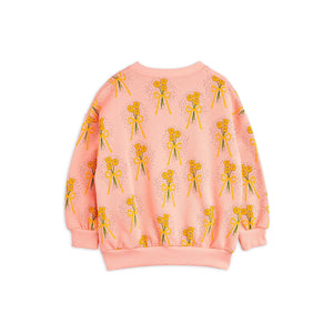 Mini Rodini pink sweatshirt with all over yellow flower print from the new AW24 collection 'Agatha'