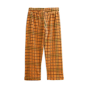 Mini Rodini brown velour trousers with all over houndstooth check print from the new AW24 collection 'Agatha'