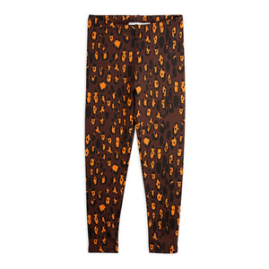 Mini Rodini brown leggings with all over leopard print from the new AW24 collection 'Agatha'