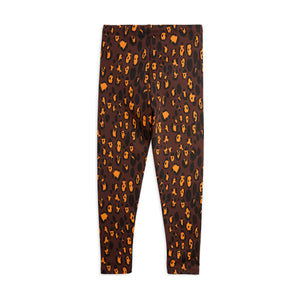 Mini Rodini brown leggings with all over leopard print from the new AW24 collection 'Agatha'