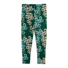 Load image into Gallery viewer, Mini Rodini green leggings with all over blue and pale pink daisy print from the new AW24 collection &#39;Agatha&#39;
