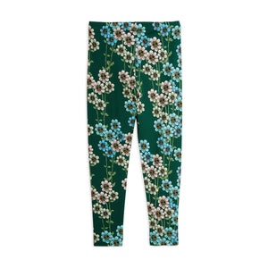 Mini Rodini green leggings with all over blue and pale pink daisy print from the new AW24 collection 'Agatha'