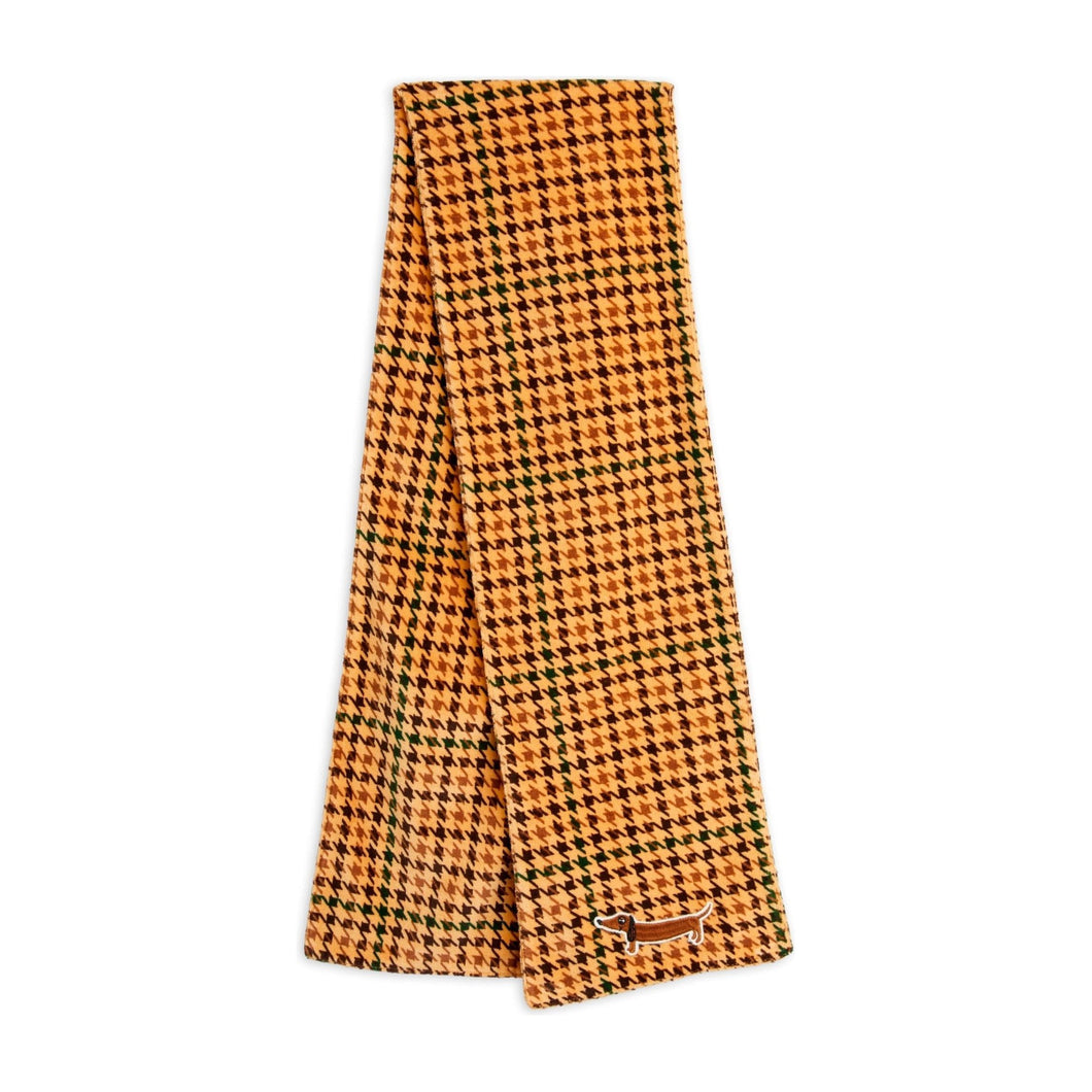 Mini Rodini brown scarf with check houndstooth print from the new AW24 collection 'Agatha'