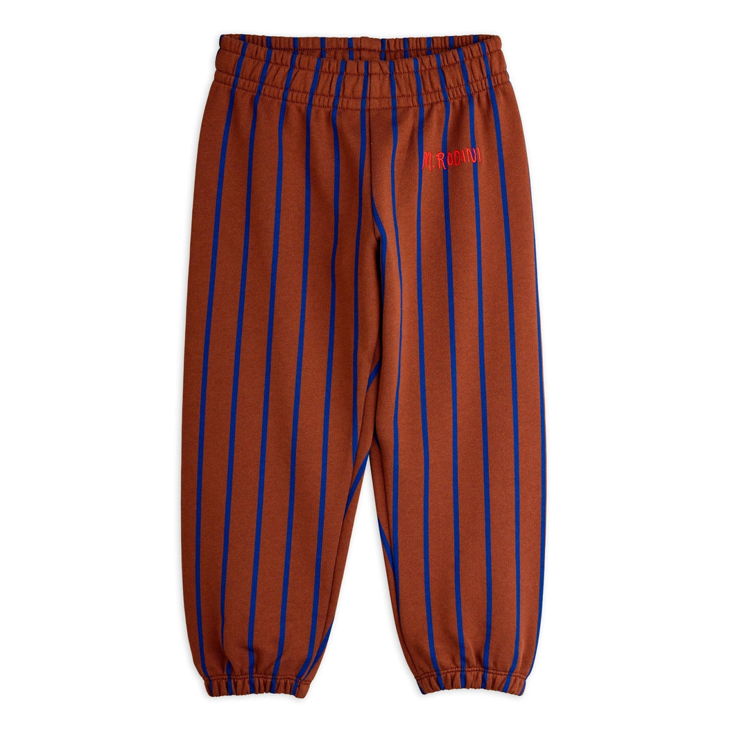 Mini Rodini Brown sweatpants with blue stripes 