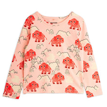 Load image into Gallery viewer, Mini Rodini Pink long sleeve top with all over red mammoth print
