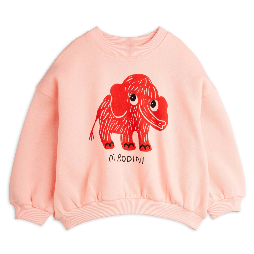 Mini Rodini Pink sweatshirt with a red mammoth print