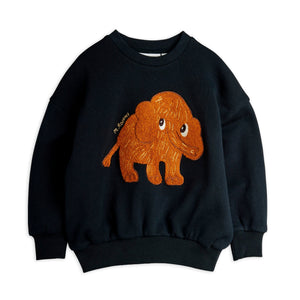 Mini Rodini Black sweatshirt with brown chenille mammoth patch