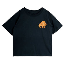 Load image into Gallery viewer, Mini Rodini Black t-shirt with small mammoth print on chest
