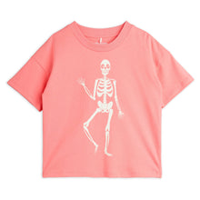 Load image into Gallery viewer, Mini Rodini Pink t-shirt with a white skeleton print
