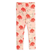 Load image into Gallery viewer, Mini Rodini pink Leggings with all over mammoth print in red
