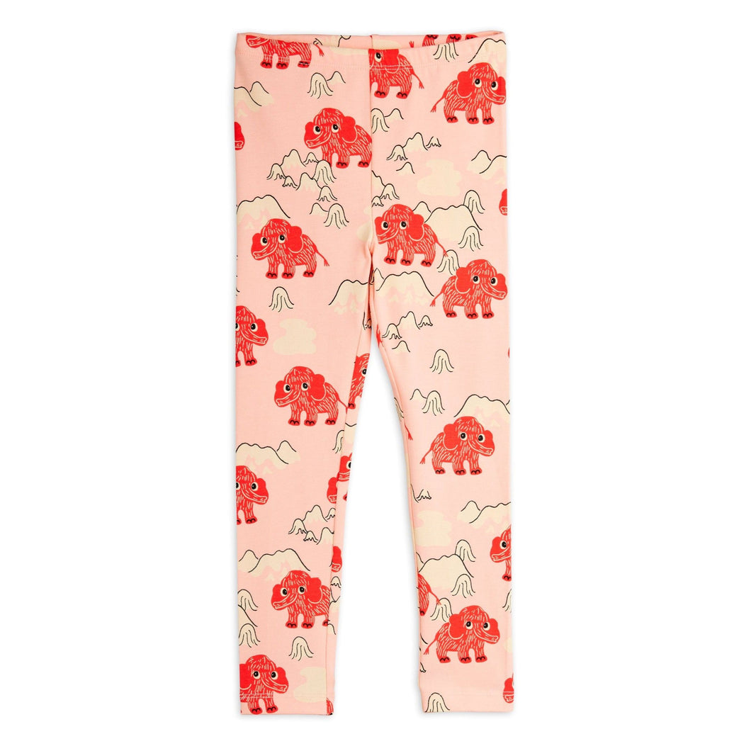 Mini Rodini pink Leggings with all over mammoth print in red