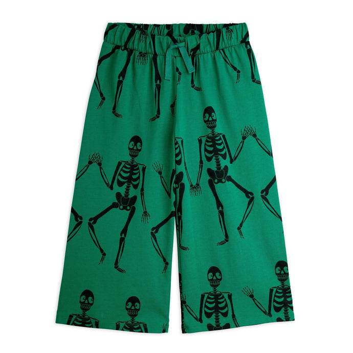 Mini Rodini Green pants with black skeleton print