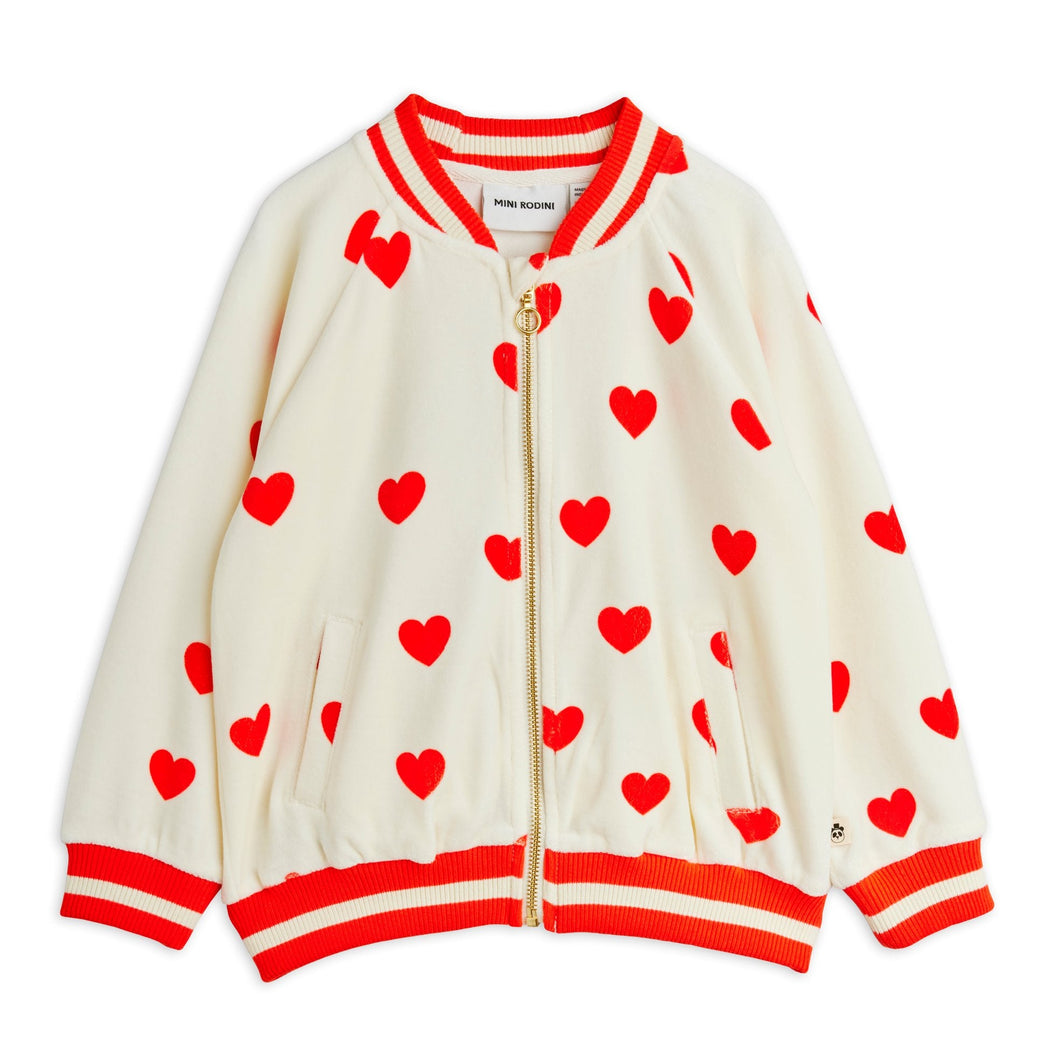 Mini Rodini - Heart Velour Baseball Cardigan