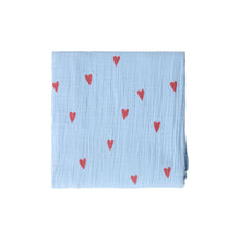 Load image into Gallery viewer, Studio Noos - Light Blue Hearts Swaddle Large
