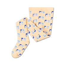 Load image into Gallery viewer, Repose AMS - cream ribbed tights with all over blue logo design
