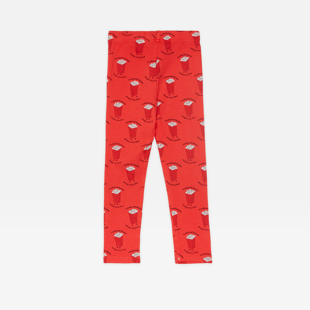 Weekend House Kids - Red leggings with all over popcorn print