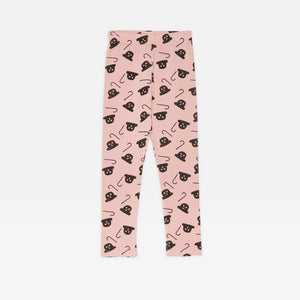 Weekend House Kids - pink leggings with all over Chaplin hat and cane print