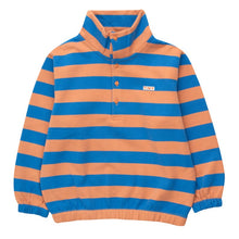 Load image into Gallery viewer, Tinycottons brown and blue stripe button up sweatshirt
