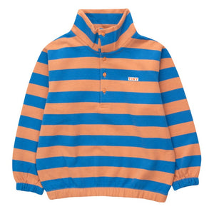 Tinycottons brown and blue stripe button up sweatshirt