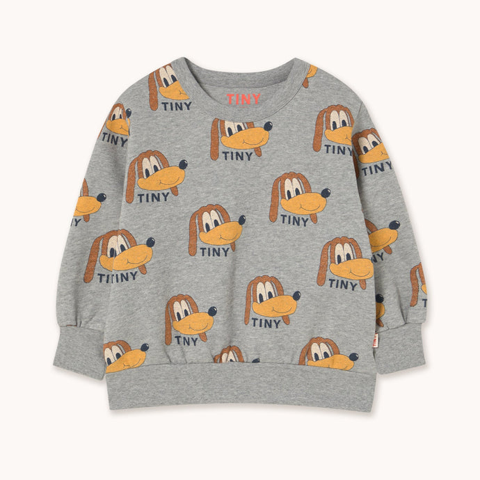 Tinycottons grey sweatshirt with cartoon dog print in brown