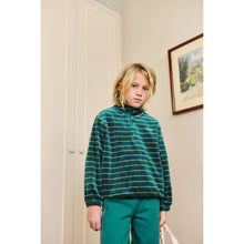 Load image into Gallery viewer, Tinycottons - Green Stripe Velour Mockneck
