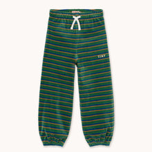 Load image into Gallery viewer, Tinycottons Green and blue striped velour pants with a drawstring 
