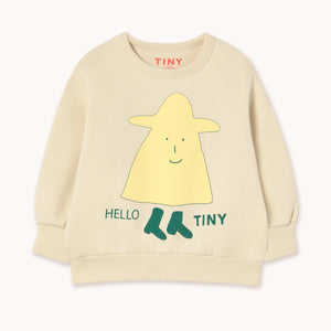 Tinycottons Children's sweatshirt in cream with a cartoon ghost print in yellow and green