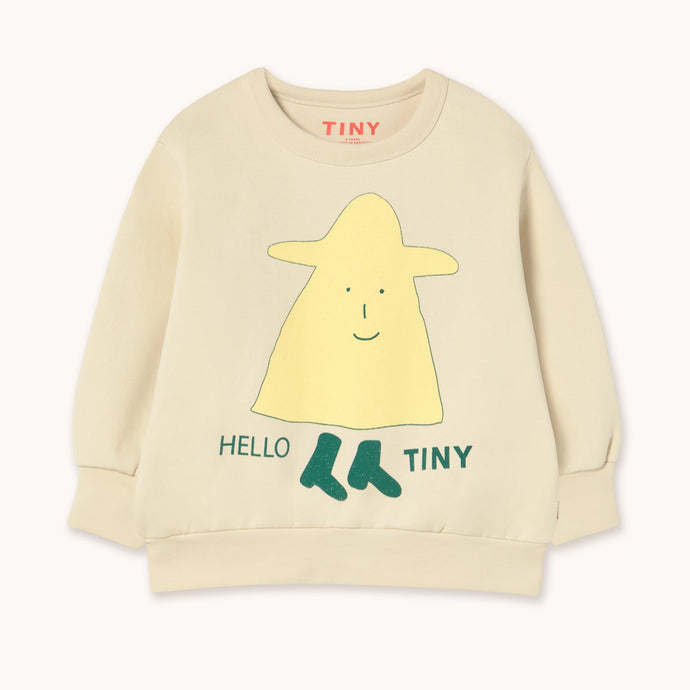 Tinycottons Children's sweatshirt in cream with a cartoon ghost print in yellow and green