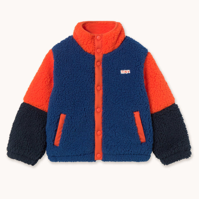 Tinycottons Colour-blocked jacket with orange and navy design 