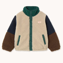 Load image into Gallery viewer, Tinycottons Color-blocked jacket with beige, green, and brown sections
