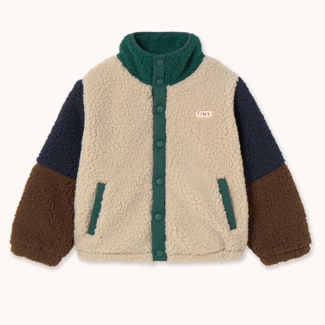 Tinycottons Color-blocked jacket with beige, green, and brown sections