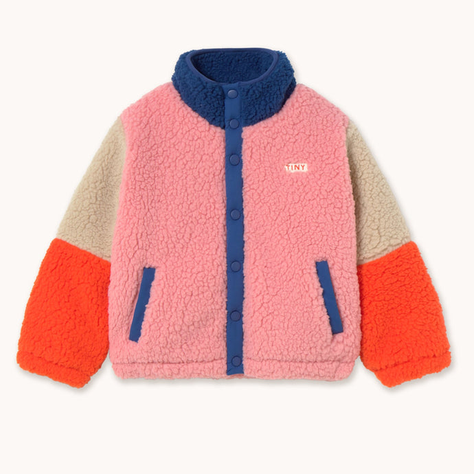 Tinycottons Coluor-blocked jacket with pink, orange, and blue sections