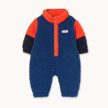 Load image into Gallery viewer, Tinycottons Blue and orange polar sherpa fleece baby onesie
