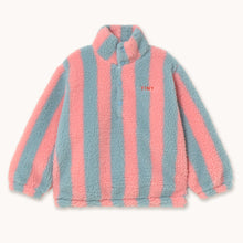 Load image into Gallery viewer, Tinycottons Pink and blue striped sherpa jacket
