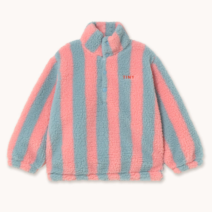 Tinycottons Pink and blue striped sherpa jacket