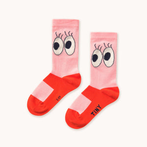 Tinycottons pink socks with cartoon eyes design 