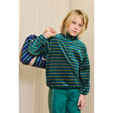 Load image into Gallery viewer, Tinycottons - Green Stripe Velour Mockneck
