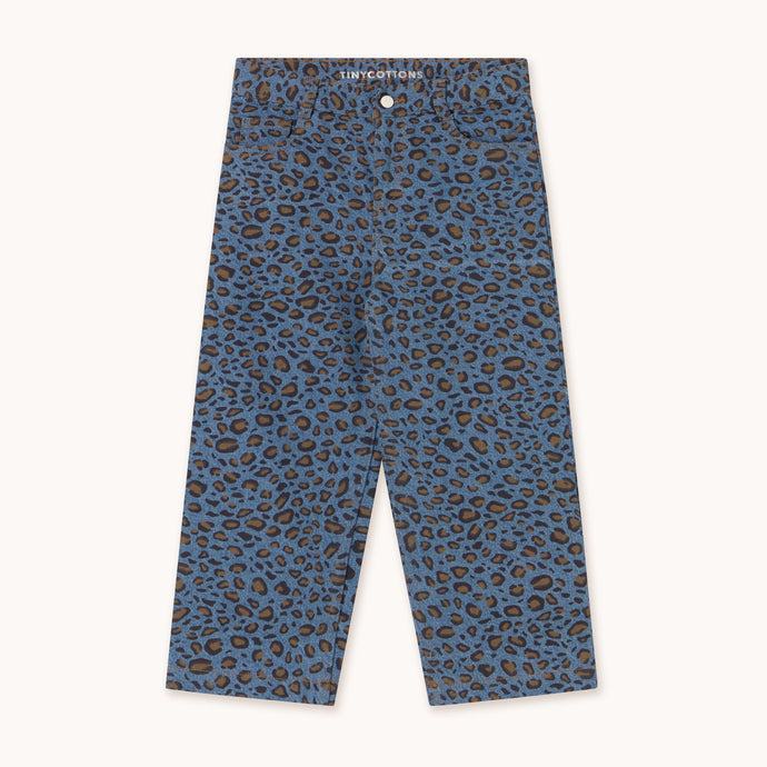 Tinycottons Blue denim leopard print jeans