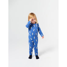 Load image into Gallery viewer, Bobo Choses blue baby leggings with all over white moon print from the new AW24 collection &#39;Once Upon A Time&#39;
